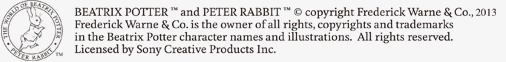 THE WORLD OF PETER RABBIT(R) BEATRIX POTTER(TM) and PETER RABBIT(TM) (C)Frederick Warne & Co. Licensed by Copyrights Asia www.peterrabbit.co.jp