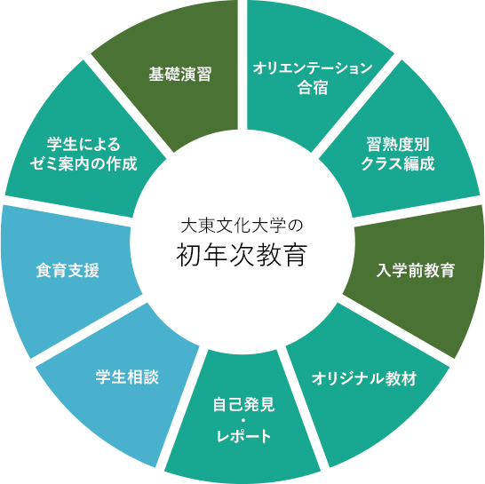 大東文化大学の初年次教育の特徴に関する図