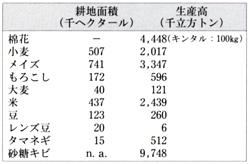 表１ 主要農産物（1982年）